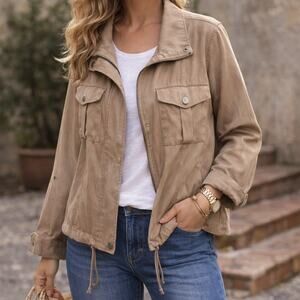 Korye Sz Medium Jacket Lightweight Tan Cargo Pockets Neutral Beige